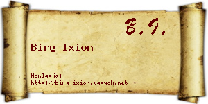 Birg Ixion névjegykártya